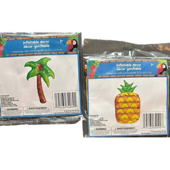 Inflatable Pineapple Palm Tree Luau Party Decor Table Decoration NEW SEALED - Picture 1 of 9